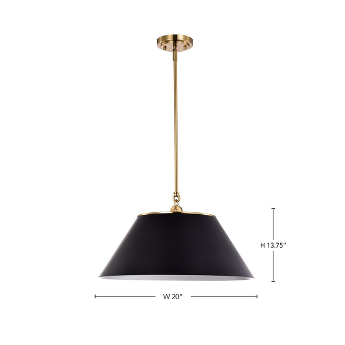 SATCO/NUVO Dover 3-Light Large Pendant Black With Vintage Brass (60-7414)