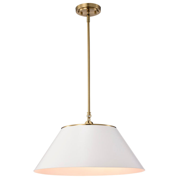 SATCO/NUVO Dover 3-Light Large Pendant White With Vintage Brass (60-7415)