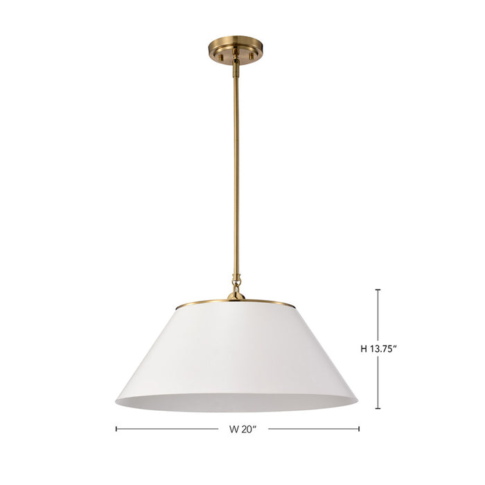 SATCO/NUVO Dover 3-Light Large Pendant White With Vintage Brass (60-7415)