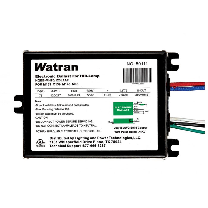 SATCO/NUVO Electronic Ballast HQEB/MH70/123L1AF Universal Rectangle MC70 Fcan CMH70 (S6799)