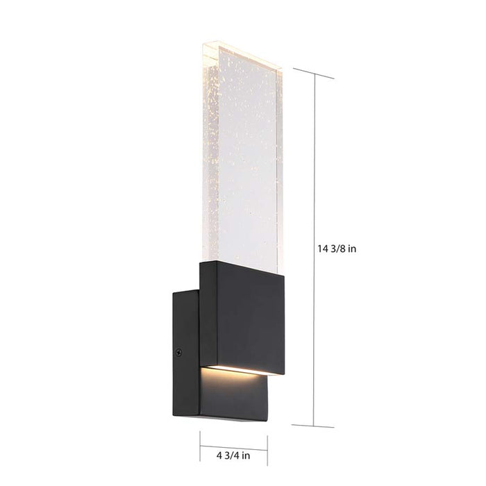 SATCO/NUVO Ellusion LED Large Wall Sconce 13W Matte Black Finish With Seeded Glass (62-1513)