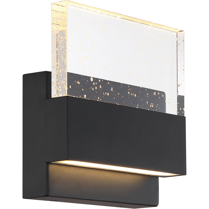 SATCO/NUVO Ellusion LED Medium Wall Sconce 15W Matte Black Finish With Seeded Glass (62-1512)