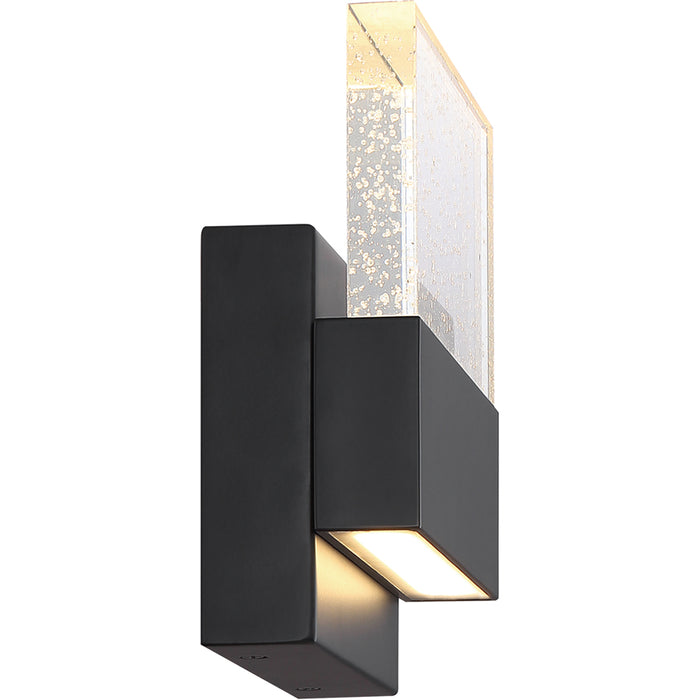 SATCO/NUVO Ellusion LED Medium Wall Sconce 15W Matte Black Finish With Seeded Glass (62-1512)