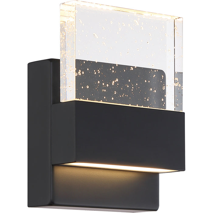 SATCO/NUVO Ellusion LED Small Wall Sconce 15W Matte Black Finish With Seeded Glass (62-1511)