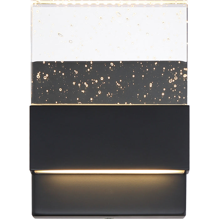 SATCO/NUVO Ellusion LED Small Wall Sconce 15W Matte Black Finish With Seeded Glass (62-1511)