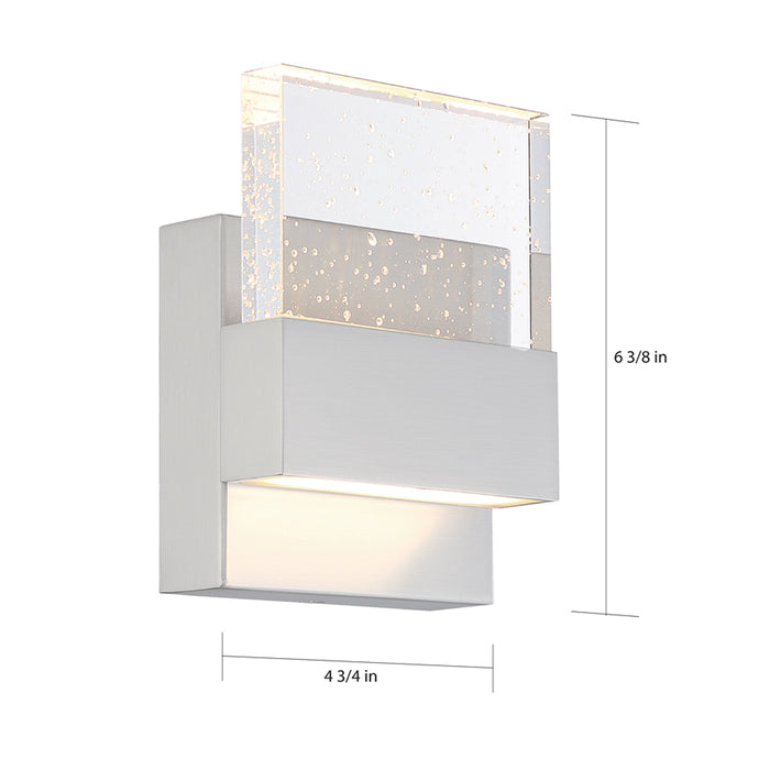 SATCO/NUVO Ellusion LED Small Wall Sconce 15W Polished Nickel Finish With Seeded Glass (62-1501)