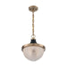 SATCO/NUVO Faro 1-Light Large Pendant Fixture Burnished Brass Finish With Black Accents Clear Prismatic Glass (60-7060)