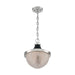 SATCO/NUVO Faro 1-Light Large Pendant Fixture Polished Nickel Finish With Black Accents Clear Prismatic Glass (60-7070)