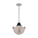 SATCO/NUVO Faro 1-Light Large Pendant Fixture Polished Nickel Finish With Black Accents Clear Prismatic Glass (60-7070)