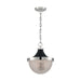 SATCO/NUVO Faro 1-Light Large Pendant Fixture Polished Nickel Finish With Black Accents Clear Prismatic Glass (60-7070)