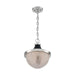 SATCO/NUVO Faro 1-Light Large Pendant Fixture Polished Nickel Finish With Black Accents Clear Prismatic Glass (60-7070)