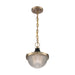 SATCO/NUVO Faro 1-Light Small Pendant Fixture Burnished Brass Finish With Black Accents Clear Prismatic Glass (60-7059)