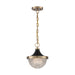 SATCO/NUVO Faro 1-Light Small Pendant Fixture Burnished Brass Finish With Black Accents Clear Prismatic Glass (60-7059)