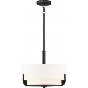 SATCO/NUVO Frankie 3-Light 14 Inch Pendant Aged Bronze Finish With White Glass (60-6543)