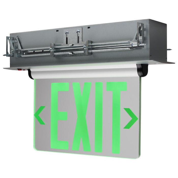 SATCO/NUVO Green (Mirror) Edge-Lit LED Exit Sign Dual-Face 120/277V Silver Finish (67-116)