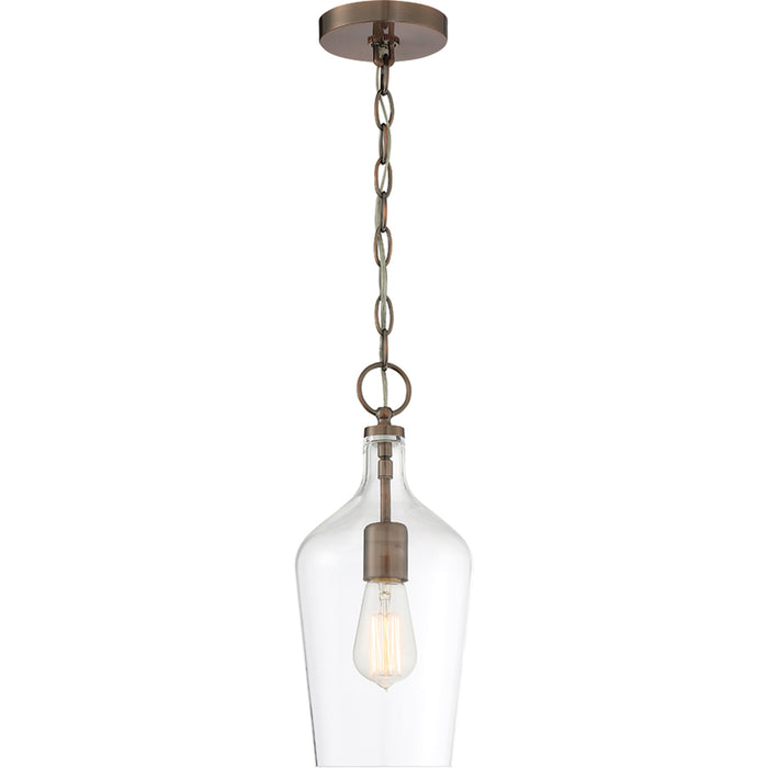 SATCO/NUVO Hartley 1-Light Pendant Fixture Antique Copper Finish With Clear Glass (60-6748)