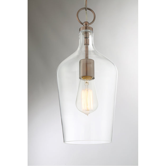 SATCO/NUVO Hartley 1-Light Pendant Fixture Antique Copper Finish With Clear Glass (60-6748)