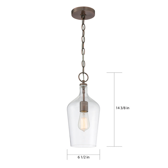 SATCO/NUVO Hartley 1-Light Pendant Fixture Antique Copper Finish With Clear Glass (60-6748)