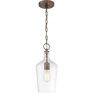 SATCO/NUVO Hartley 1-Light Pendant Fixture Antique Copper Finish With Clear Glass (60-6748)