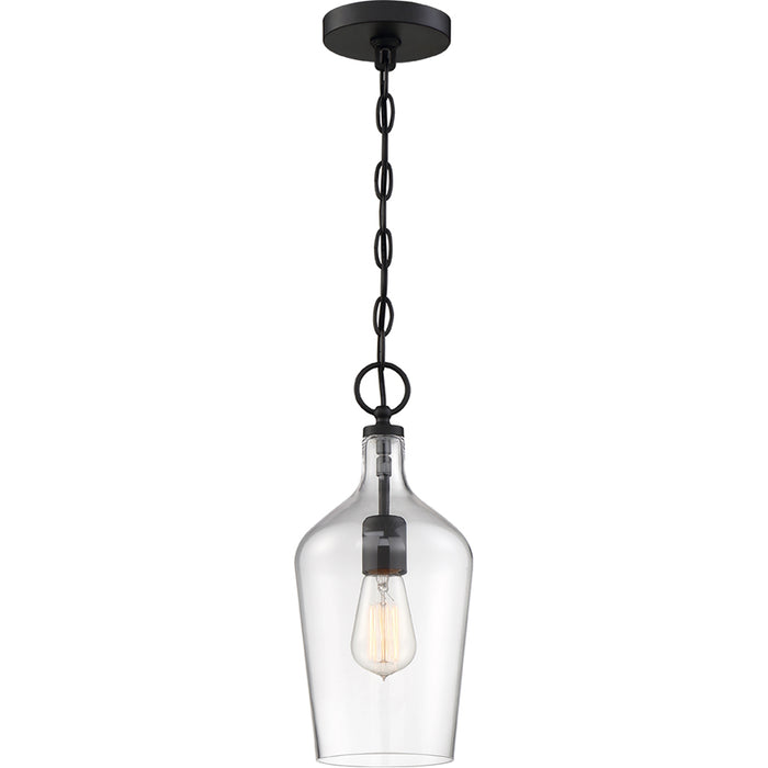 SATCO/NUVO Hartley 1-Light Pendant Fixture Matte Black Finish With Clear Glass (60-6749)