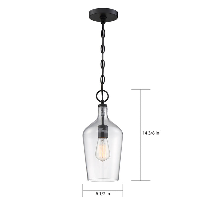 SATCO/NUVO Hartley 1-Light Pendant Fixture Matte Black Finish With Clear Glass (60-6749)