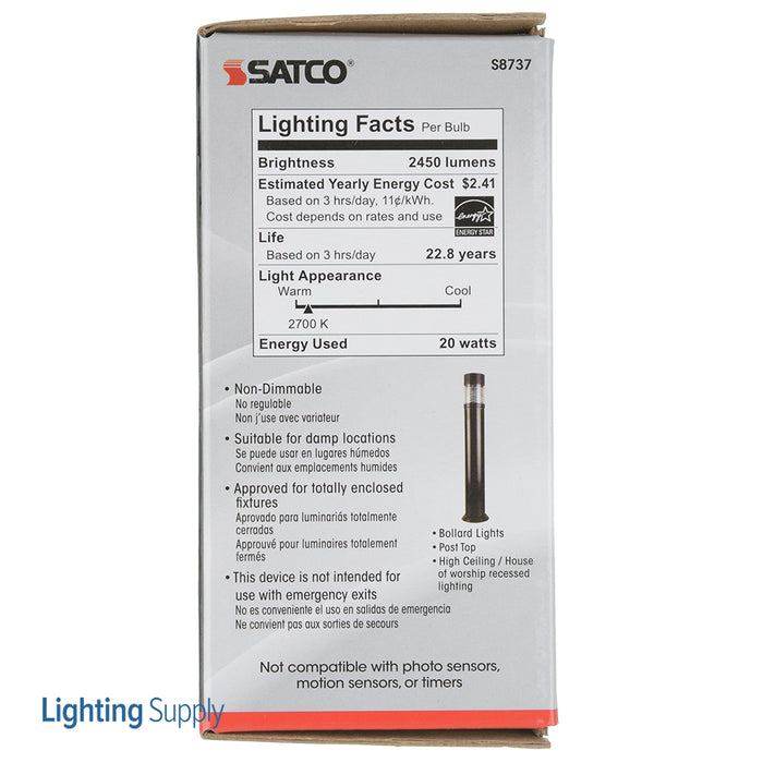 SATCO/NUVO Hi-Pro 20WA21/LED/HID/27K/120-277V 20W LED A21 High Lumen Output 2700K Medium Base 120-277V (S8737)