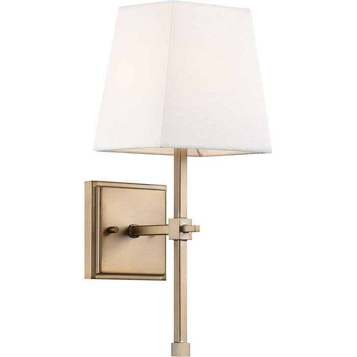 SATCO/NUVO Highline 1-Light Vanity Burnished Brass Finish With White Linen Shade (60-6707)