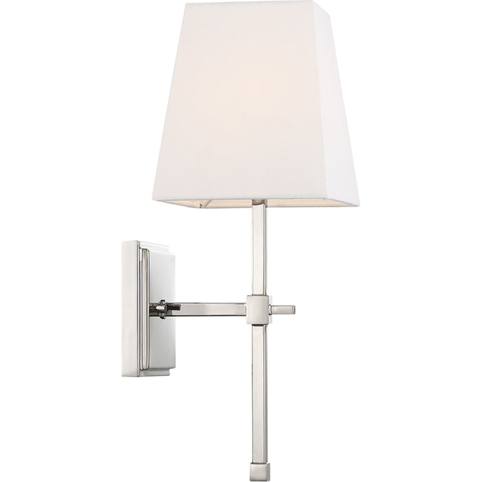 SATCO/NUVO Highline 1-Light Vanity Polished Nickel Finish With White Linen Shade (60-6708)