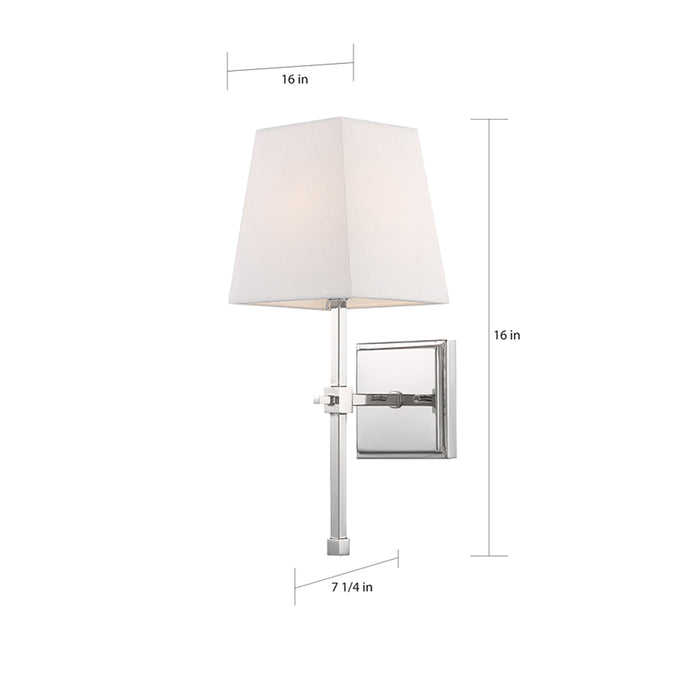 SATCO/NUVO Highline 1-Light Vanity Polished Nickel Finish With White Linen Shade (60-6708)