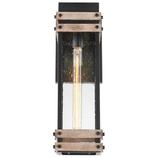 SATCO/NUVO Homestead 1-Light Large Wall Lantern Matte Black And Wood Finish With Clear Glass (60-7542)