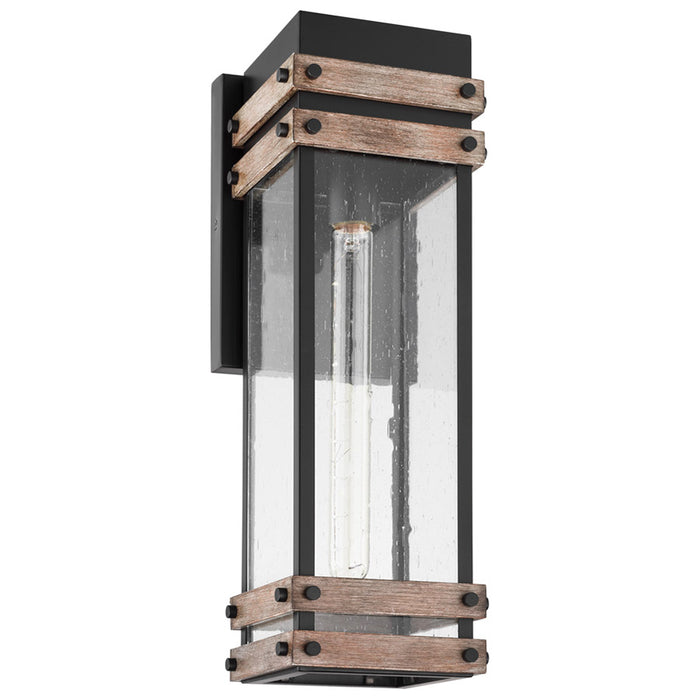 SATCO/NUVO Homestead 1-Light Large Wall Lantern Matte Black And Wood Finish With Clear Glass (60-7542)