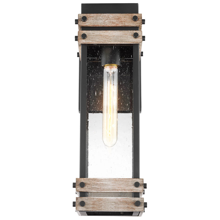 SATCO/NUVO Homestead 1-Light Medium Wall Lantern Matte Black And Wood Finish With Clear Glass (60-7541)