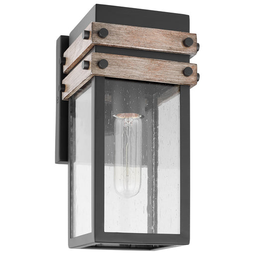 SATCO/NUVO Homestead 1-Light Small Wall Lantern Matte Black And Wood Finish With Clear Glass (60-7540)