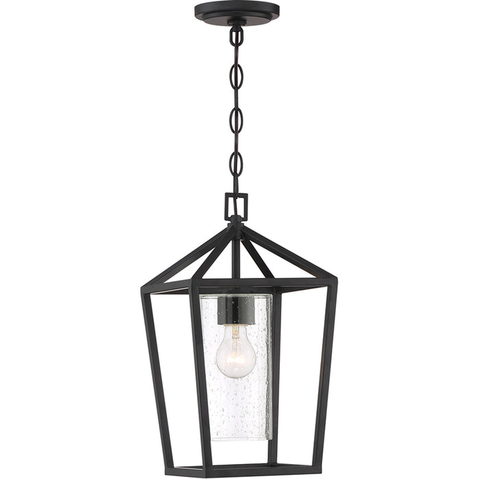 SATCO/NUVO Hopewell 1-Light Hanging Lantern Matte Black Finish With Clear Seeded Glass (60-6594)