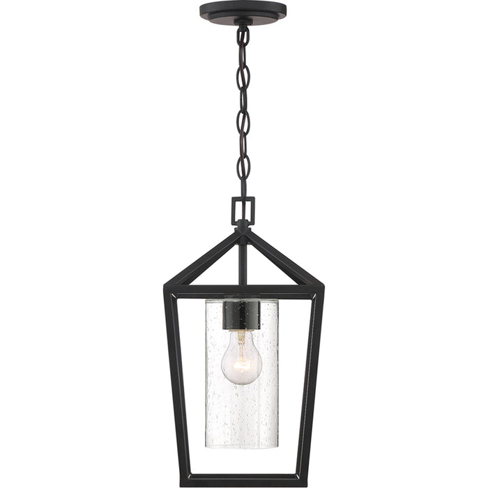 SATCO/NUVO Hopewell 1-Light Hanging Lantern Matte Black Finish With Clear Seeded Glass (60-6594)