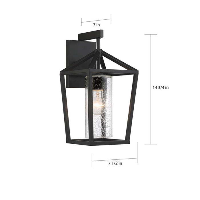 SATCO/NUVO Hopewell 1-Light Medium Lantern Matte Black Finish With Clear Seeded Glass (60-6592)