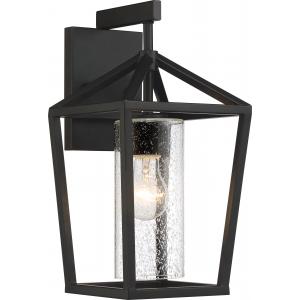 SATCO/NUVO Hopewell 1-Light Medium Lantern Matte Black Finish With Clear Seeded Glass (60-6592)