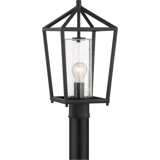 SATCO/NUVO Hopewell 1-Light Post Lantern Matte Black Finish With Clear Seeded Glass (60-6595)