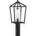 SATCO/NUVO Hopewell 1-Light Post Lantern Matte Black Finish With Clear Seeded Glass (60-6595)