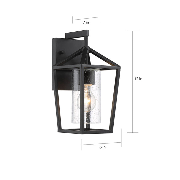 SATCO/NUVO Hopewell 1-Light Small Lantern Matte Black Finish With Clear Seeded Glass (60-6591)