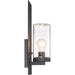 SATCO/NUVO Indie 1-Light Large Wall Sconce Textured Black Finish With Clear Seeded Glass (60-6578)