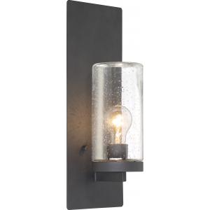 SATCO/NUVO Indie 1-Light Large Wall Sconce Textured Black Finish With Clear Seeded Glass (60-6578)