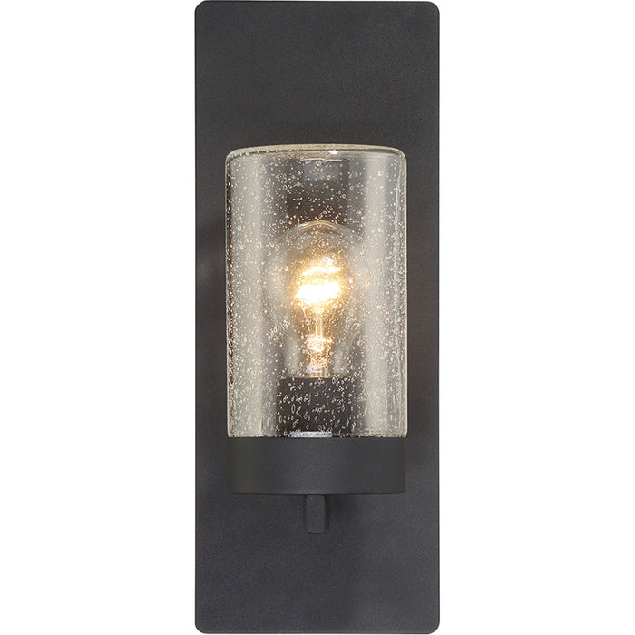 SATCO/NUVO Indie 1-Light Small Wall Sconce Textured Black Finish With Clear Seeded Glass (60-6579)