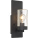 SATCO/NUVO Indie 1-Light Small Wall Sconce Textured Black Finish With Clear Seeded Glass (60-6579)