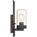 SATCO/NUVO Indie 1-Light Small Wall Sconce Textured Black Finish With Clear Seeded Glass (60-6579)