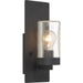 SATCO/NUVO Indie 1-Light Small Wall Sconce Textured Black Finish With Clear Seeded Glass (60-6579)