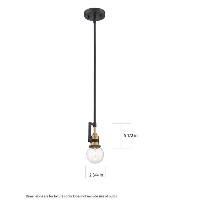 SATCO/NUVO Intention 1-Light Miniature Pendant Fixture Warm Brass And Black Finish (60-6975)