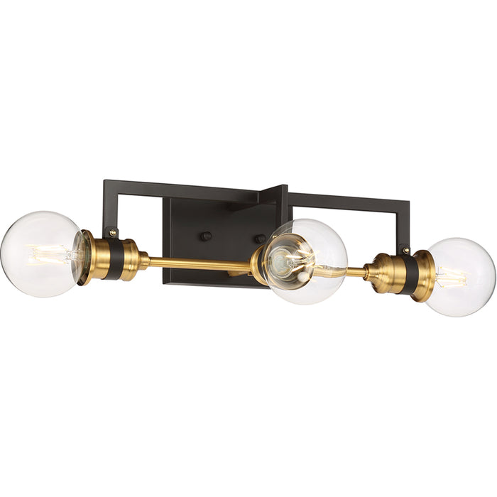 SATCO/NUVO Intention 3-Light Vanity Warm Brass And Black Finish (60-6973)