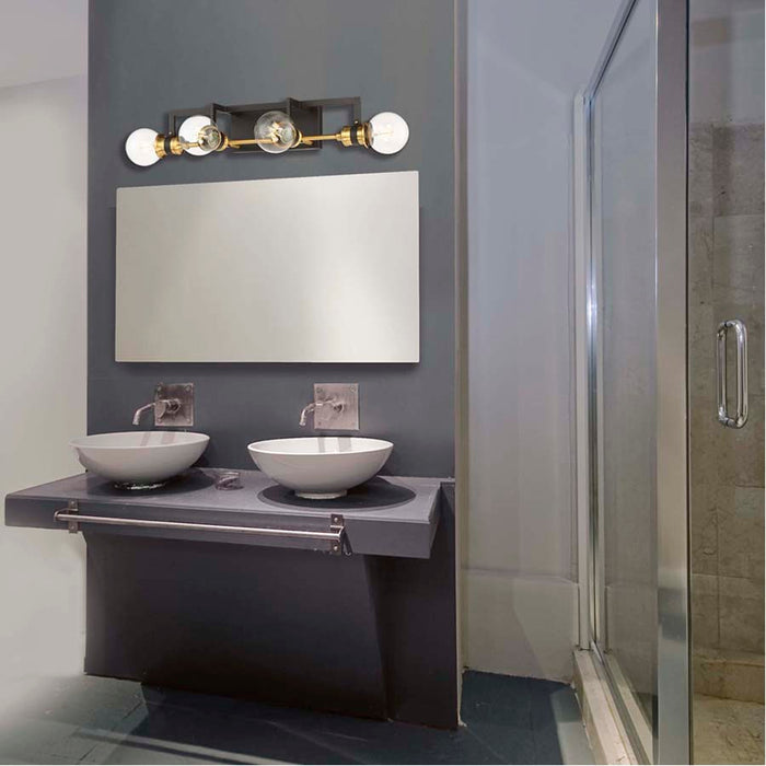 SATCO/NUVO Intention 4-Light Vanity Warm Brass And Black Finish (60-6974)