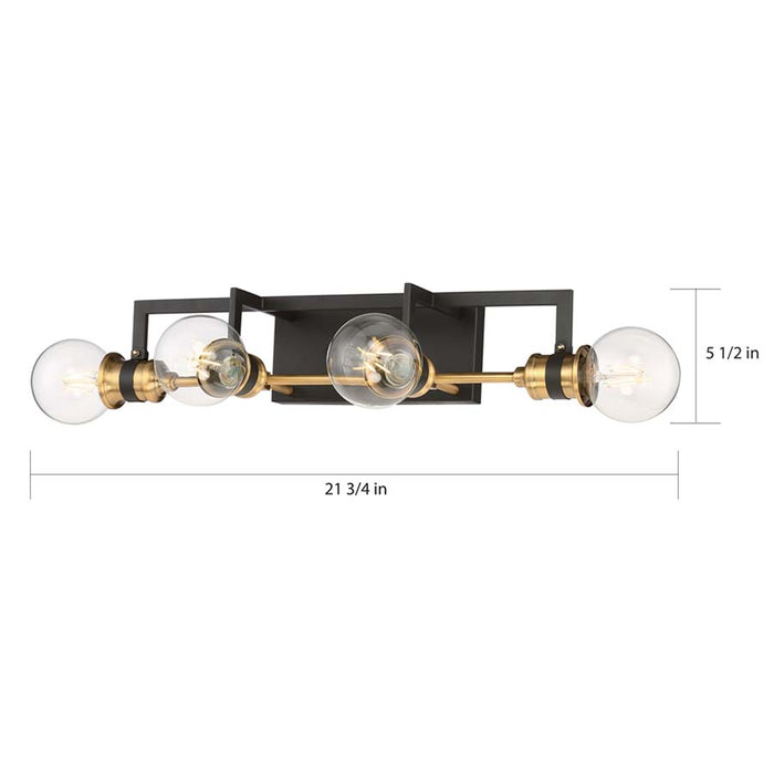 SATCO/NUVO Intention 4-Light Vanity Warm Brass And Black Finish (60-6974)